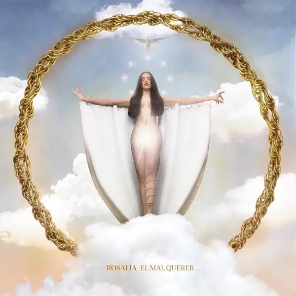 Album cover with Rosalia in the center and gold ring around her